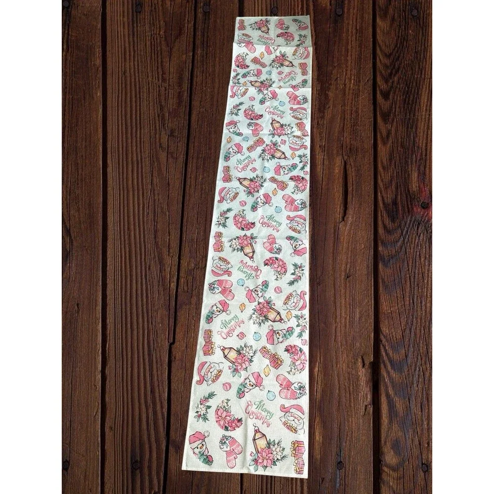 Vintage Style Christmas Table Runner Christmas Theme Burlap 71